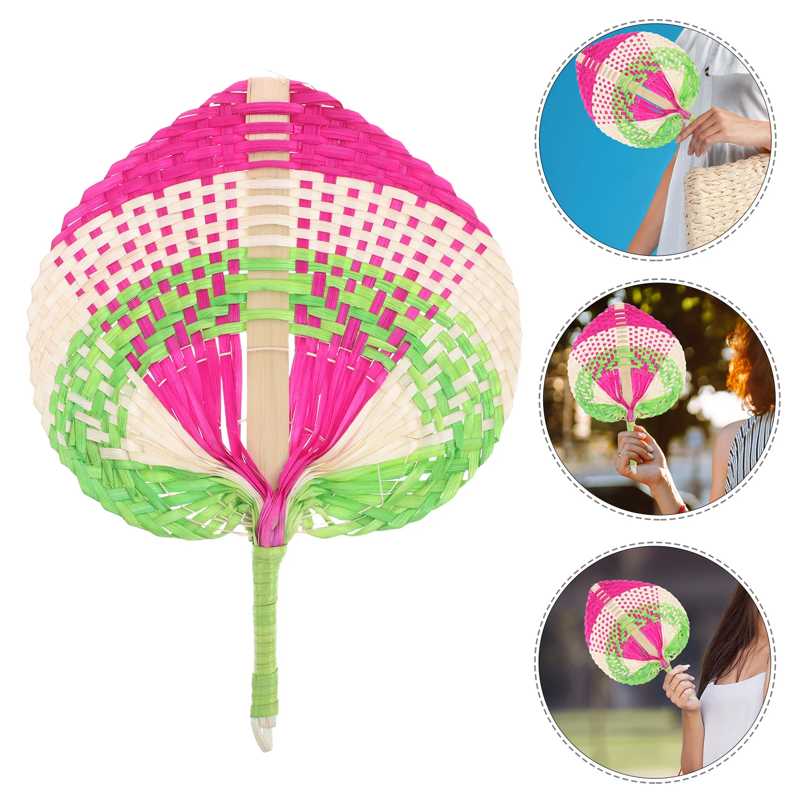 

Bamboo Woven Hand Fan Lightweight Handmade Craftsmanship for Picnic Beach Party Festival Home Decor Asian Style Photo Prop