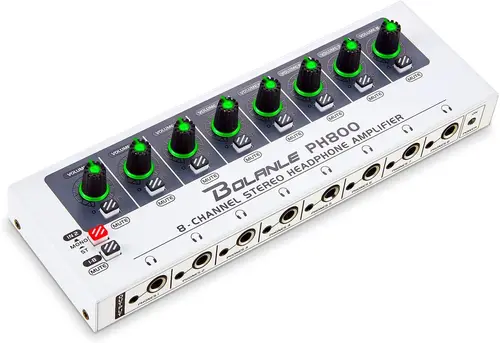 Bolanle PH800 Amplificador de auriculares estéreo de 8 canales/sistema de distribución Empuje máximo de auriculares de 600 ohmios Iluminación RGB