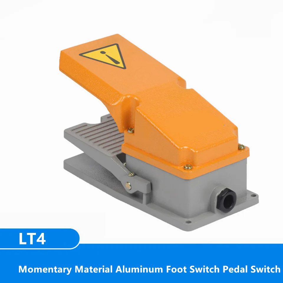 LT4 foot switch  Momentary aluminium case treadle pedal switch for machine tool control silver contact  220V380V