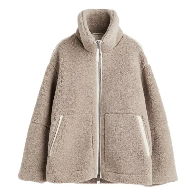 

Lamb Cake Wool Jackets Women Autumn Winter Fleece Sweatshirt Windbreaker Oversized Warm Coat Zipper Outdoor Streetwear Outerwear