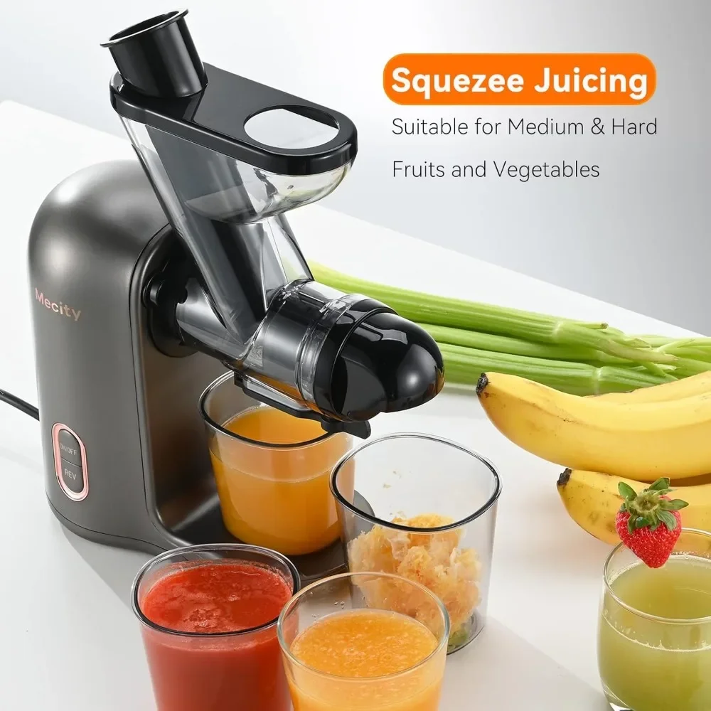 Small Juicer Electirc Slow Juicer with Reverse Function For Home, Easy to Clean Juicer Extractor with Travel Bottle