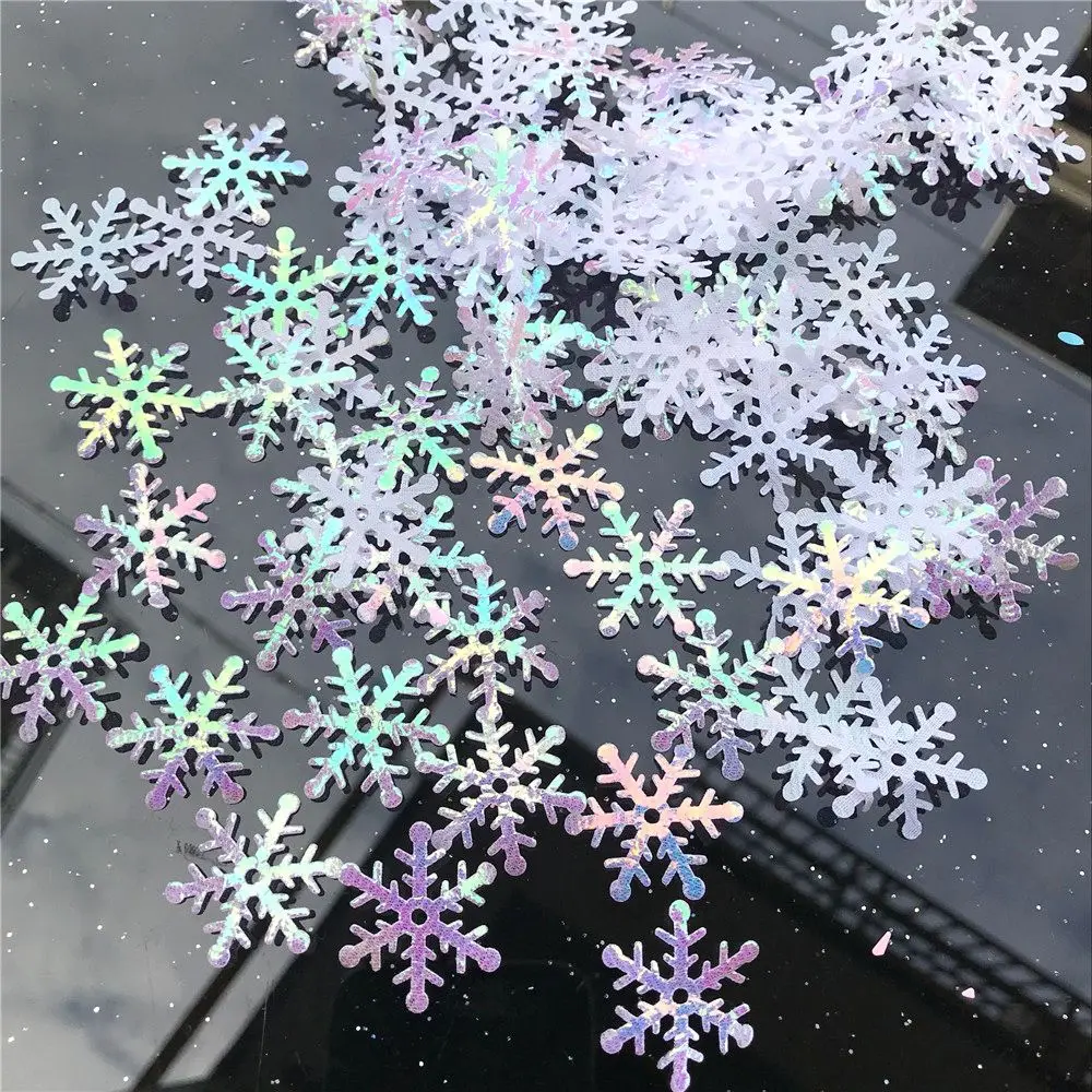 100/200/300Pcs DIY Craft Home Decor Wedding Decoration Xmas Snowflake Christmas Confetti Tinfoil Sequins Festival Ornament