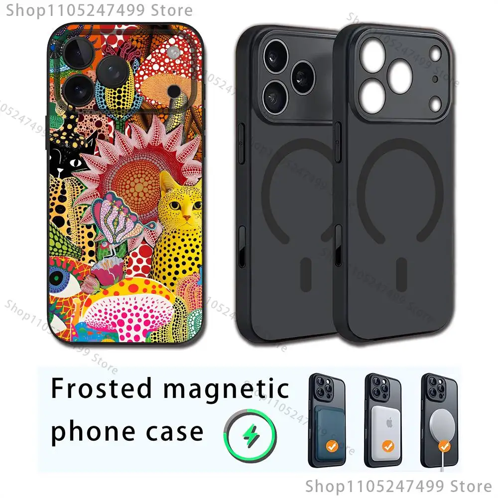 Y-Yayoi Art K-Kusama Phone Case For iPhone 17,16,15,14,13,12,11,Pro,Max,Plus,Mini,SE4,E Magnetic Magsafe Wireless Charging