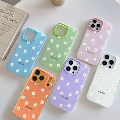 2 IN 1 Smile Flower Phone Case For OPPO Reno 14F 13F 12F 11F 14 13 12 Pro A5X A3X A5 Pro A17 A60 A78 5G Casing Candy Floral PC