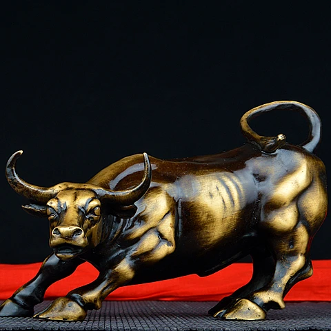 HOME SHOP STORE Stock equity market Money drawing wealth Good luck Efficacious Mascot Talisman bull bullish brass statue