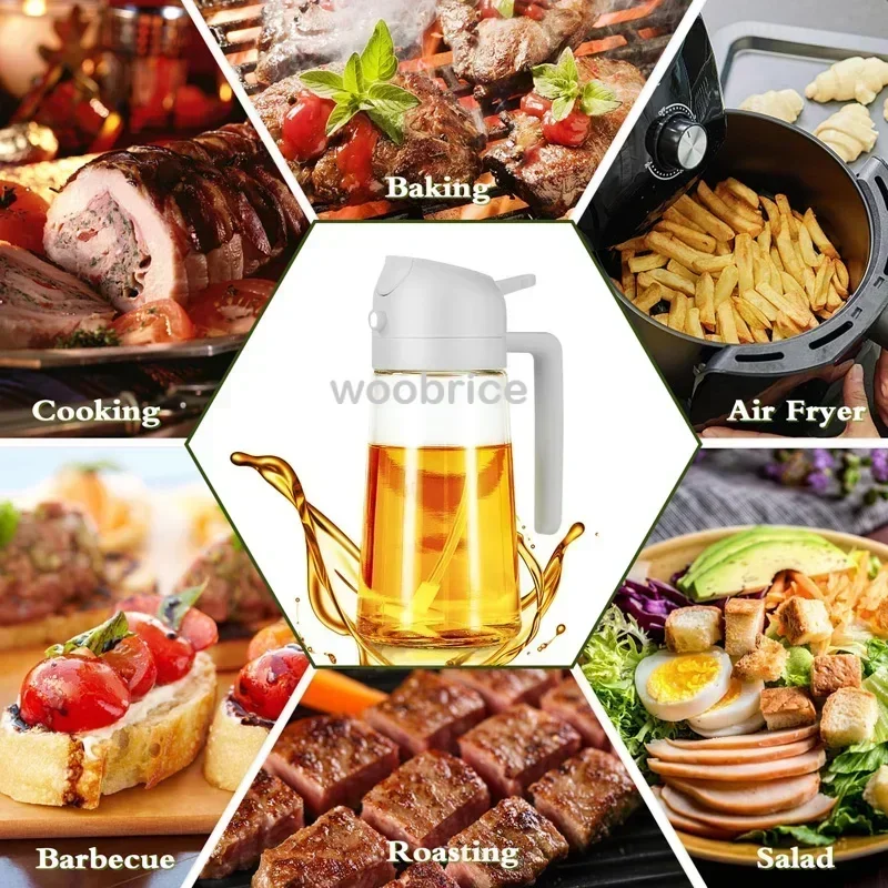 500ml 2 in 1 Spray Oil Dispenser Olive Oil Spray  Barbecue Cooking Olive Oil Jar Baking Vinegar Soy Sauce Spray Container