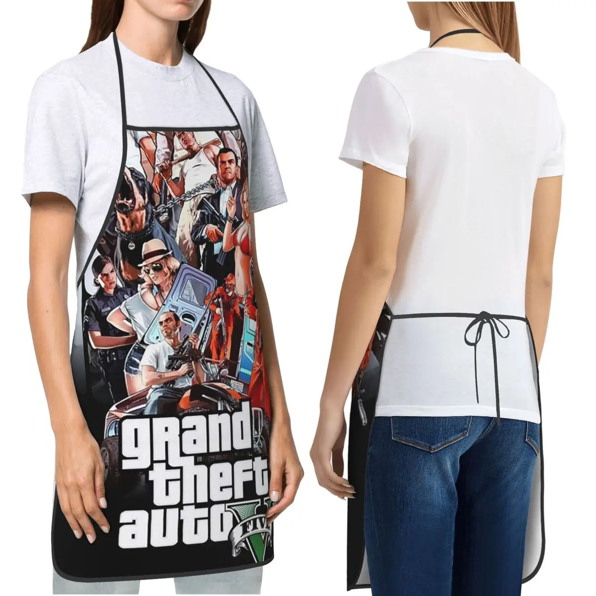 سرقة السيارات الكولاج مغامرة لعبة GTA المئزر الشيف الطبخ المطبخ Tablier مريلة مقاومة للماء تنظيف المطبخ بينافور #2