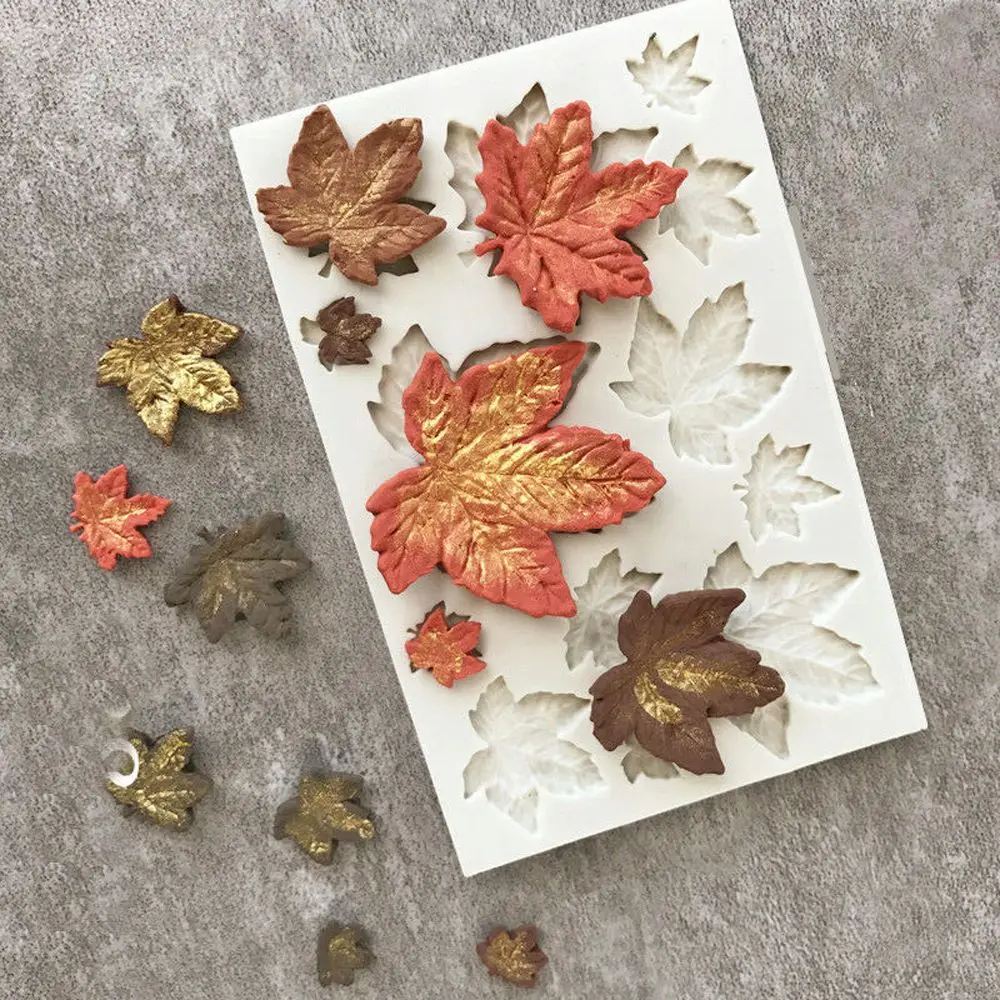 Maple Leaves Silicone Fondant Mold for Cakes Decorating Tree Leaf Chocolate Sugarcraft Topper Baking DIY Mould