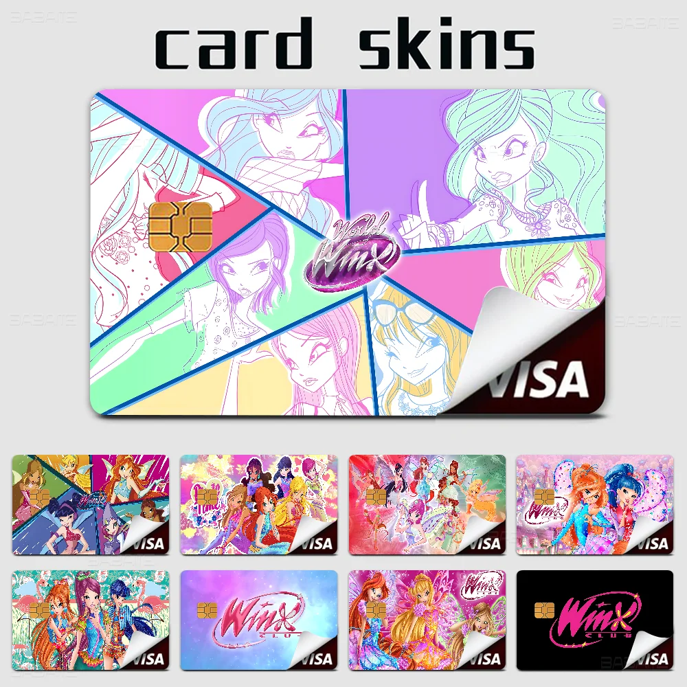 Enchanted Princess W-Winx Anime Cartoon Sticker Film Skin for Credit Card Debit Bank Bus Card