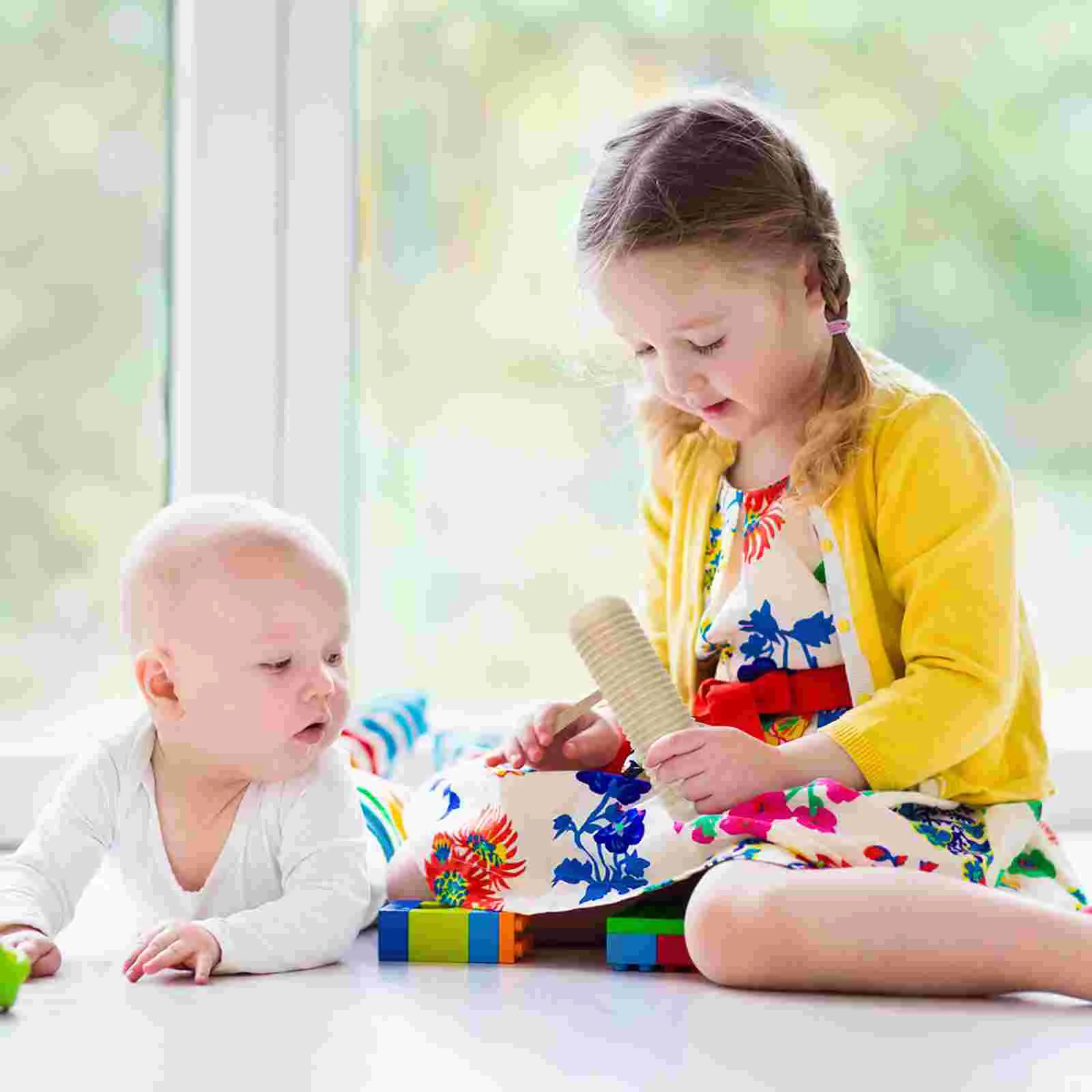 Instrumento de percussão de caixa de areia para educação precoce brinquedo infantil instrumentos musicais de madeira balde de pandeiro