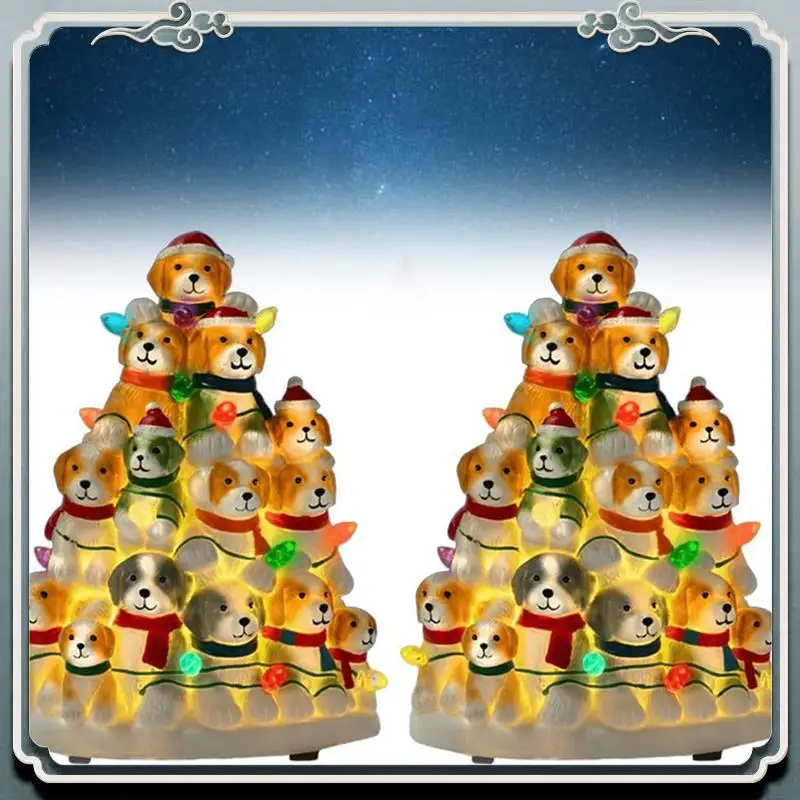 

Durable Holiday Puppy Lights Handmade Resin Christmas Tree For Puppies - Cute Help Feed Dogs In Need Of Shelter