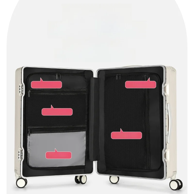 

Large Capaci Aluminum Frame Lage Suitcase with Wide Pull Rod Password Box Multifunctional Silent Universal Wheel