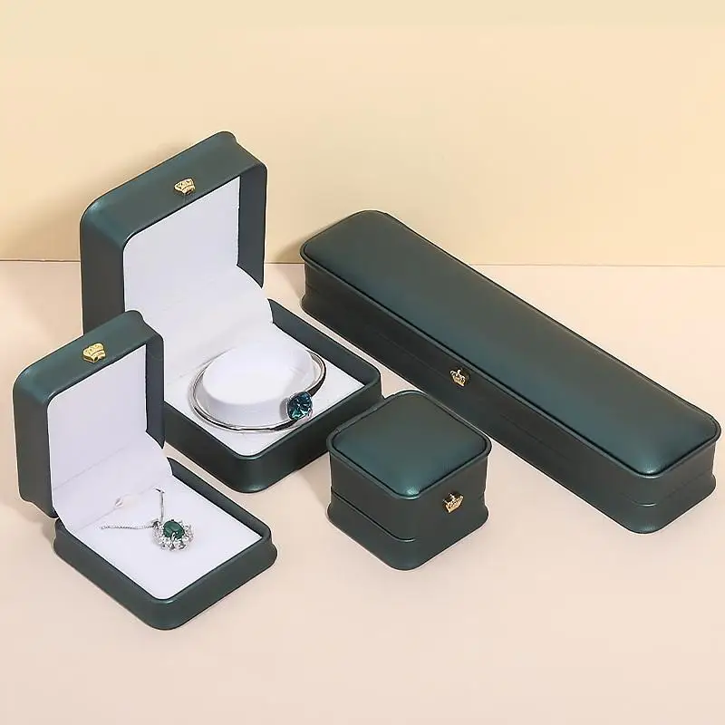 صندوق خاتم المجوهرات بو الجلود والمجوهرات المنظم حلقة القرط قلادة قلادة هدية صندوق عرض اقتراح المشاركة الزفاف #6