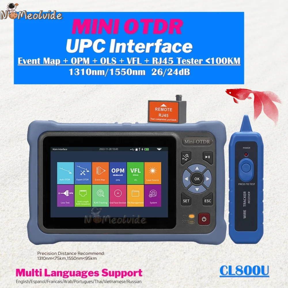 12-in-1 Mini OTDR 1310/1550nm 26/24dB 100 KM Fiber Optische Reflectometer Touchscreen VFL OPM OLS Kabel Tester Gratis Schip