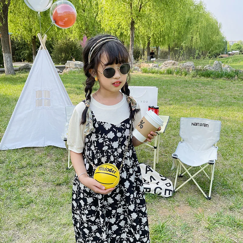 Sacs à bandoulière pour enfants, sac à main de basket-ball de dessin animé, petit sac rond à bandoulière avec chaîne pour filles et garçons