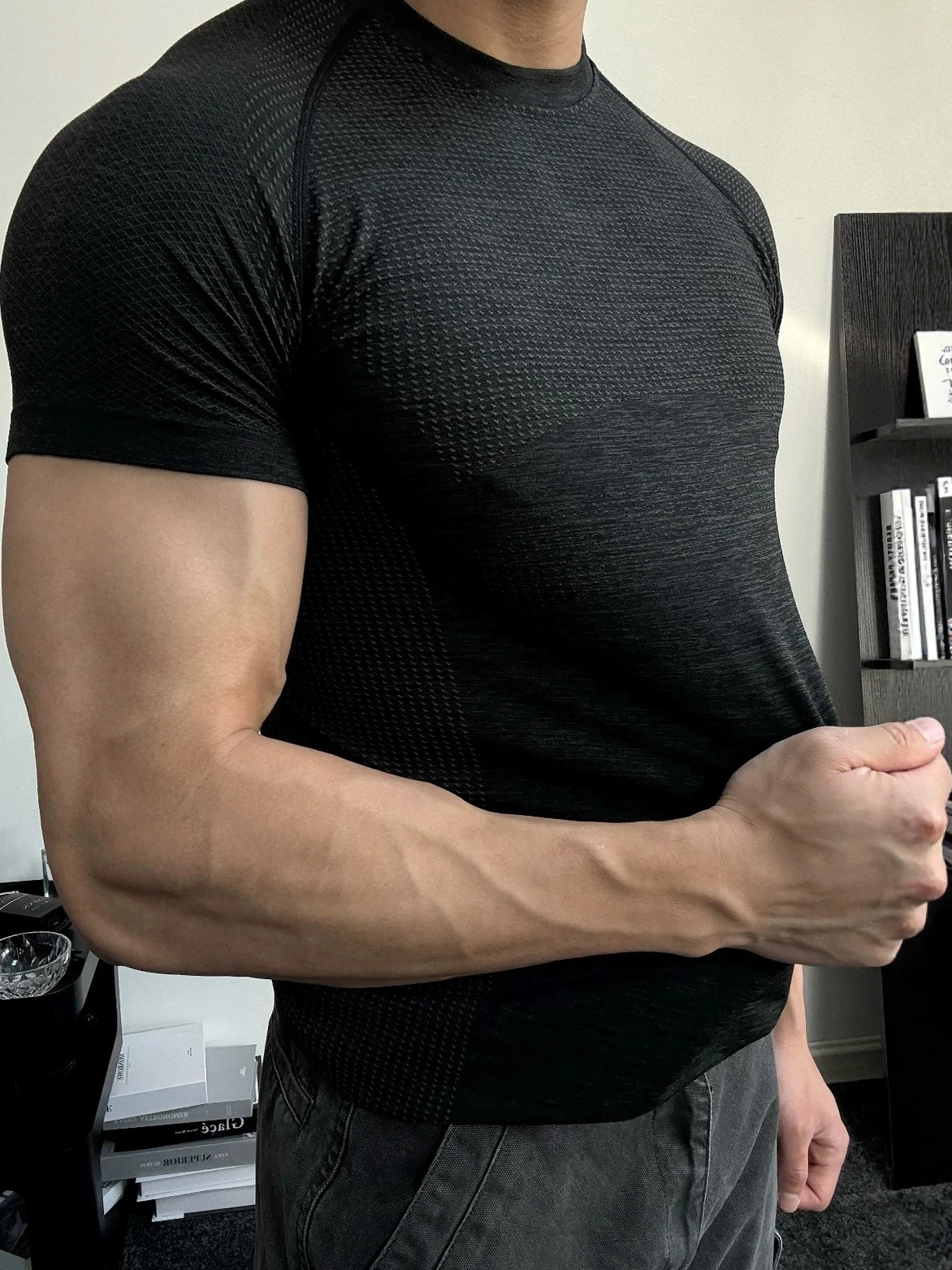 

Slim Fit American Sle Sl T-irt Qui Dry Fitn Training ort Sve Breathable Antibacterial Men's Summer T-irt