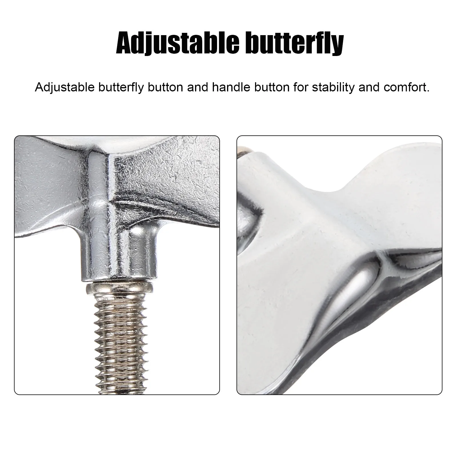 

2pcs Drum Wing Screw Sturdy Metal Precision Design Adjustable Butterfly Button Compact Lightweight For Easy Assembly Disassembly