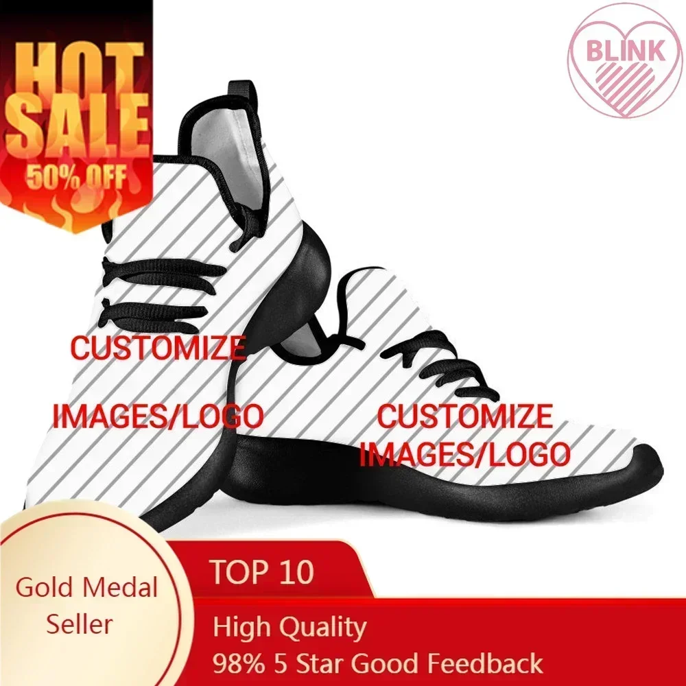 

Custom Shoes Customized Picture Logo Women Mesh Knit Sneakers Casual Lace Up Flats Ladies Breathable Fashion Light Shoes DIY