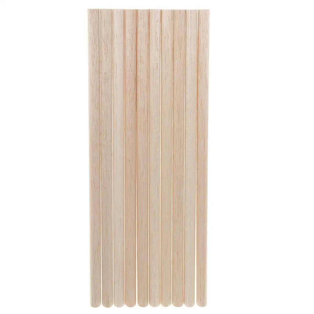 10 Pieces Wood Unfinished Wood Craft Semi-circle Stick Dowel Rod 11mm