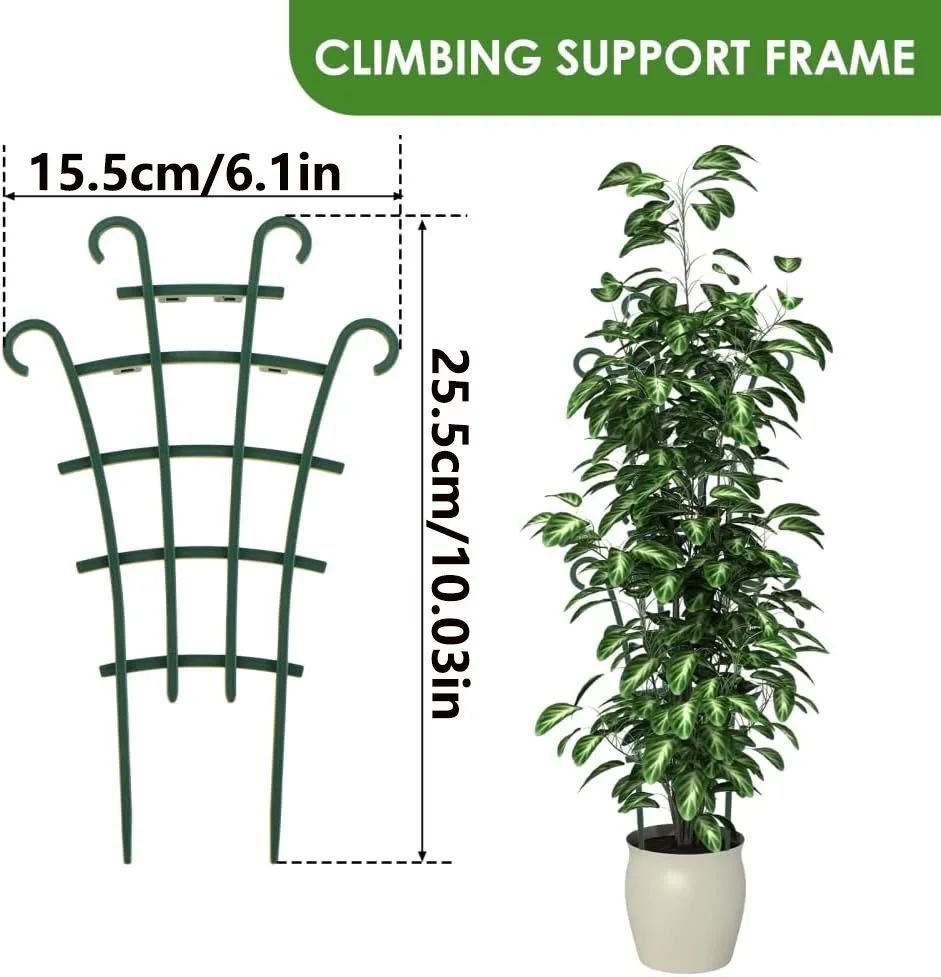 6Pcs PVC Plant Trellis Garden Grid Climbing Support Stackable Indoor Outdoor Potted Plants Vine Flower Stake Holder