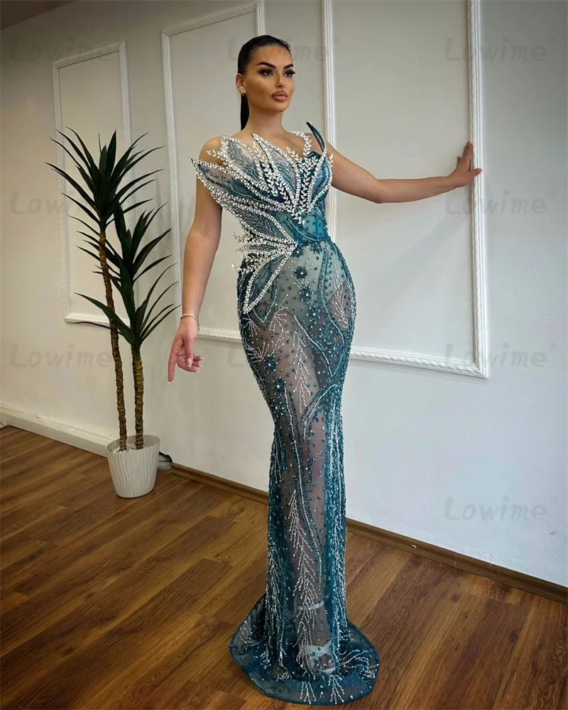 Couture 3D Leaf Design Mermaid Wedding Party Dress Beaded Crystals Engagement Gowns 2025 Arabic Illusion Prom Dresses For Women