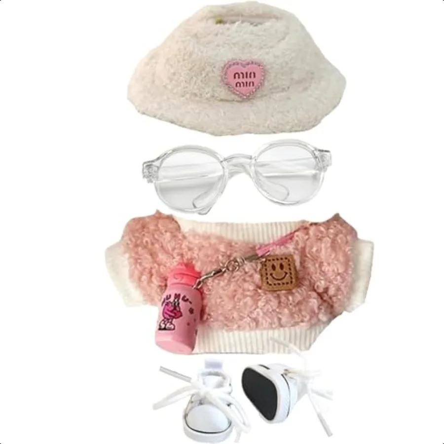 

5Piece Doll Clothes Compatible 15cm 17cm Dolls Outfits As Accories Only Premium Dolls Kits with Hat Sweaters Water Bottle Glass