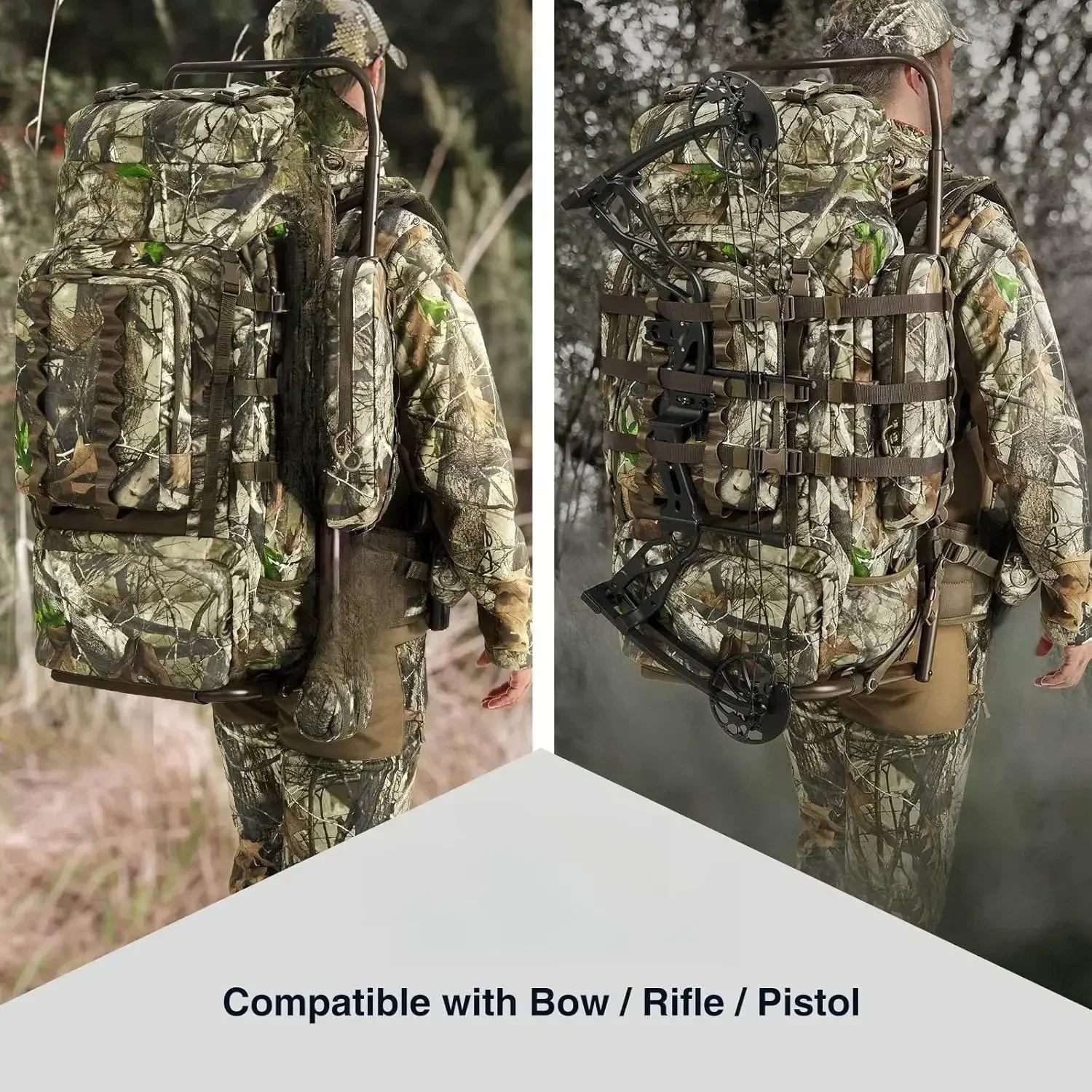 W_Hunting حقيبة الظهر 5500cu الإطار وغطاء للمطر ل القوس/بندقية/مسدس المحمولة كرسي تخييم الظل المظلة للطي الألومنيوم