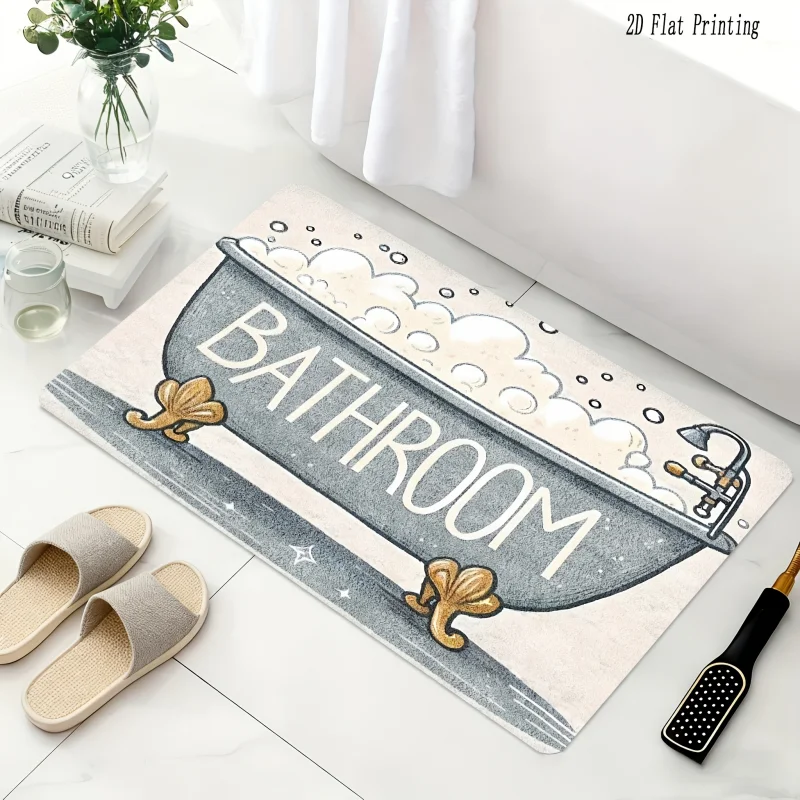 VIKAMA Cartoon Bathroom Mat Non-Slip Water-Absorbing Bathtub Foot Mat Soft Entrance Hall Rug Home Decor