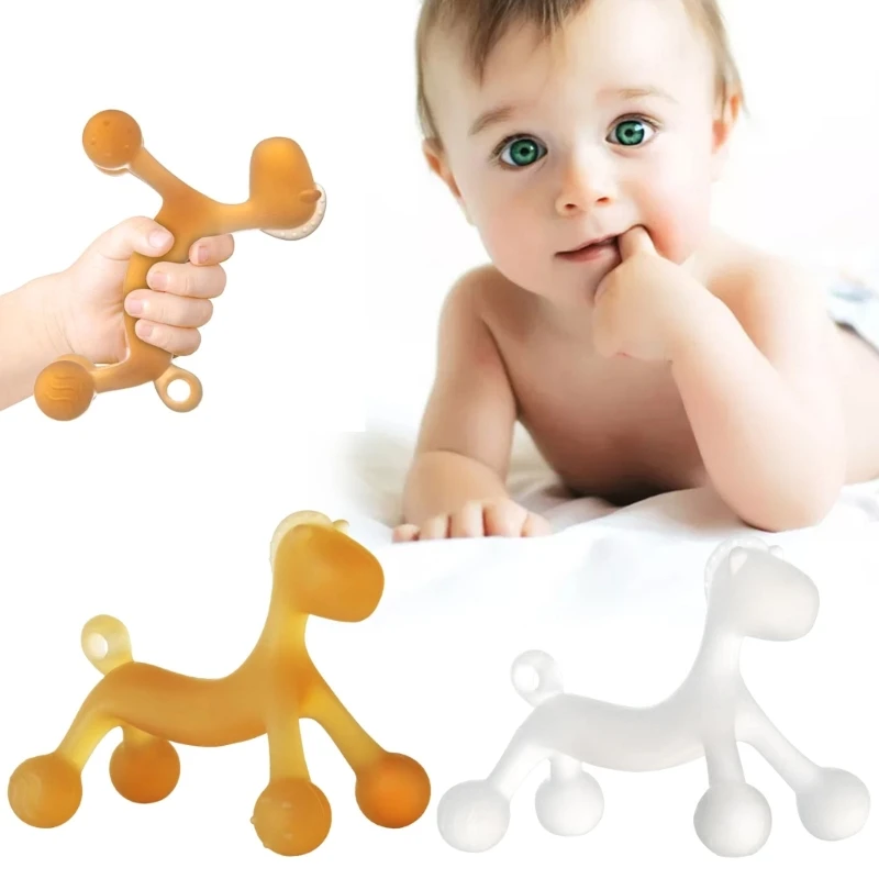 Newborn Molar Chewing Toy Horse Shape Baby Soothing Teether for Toddlers Infants Kids Silicone Teething Pain-Relief Toy