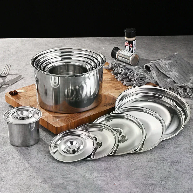 10-26cm Round Pot Lid Thicken Stainless Steel Saucepan Cover Replacement Universal Kitchen Food Lid Kitchen Supplies