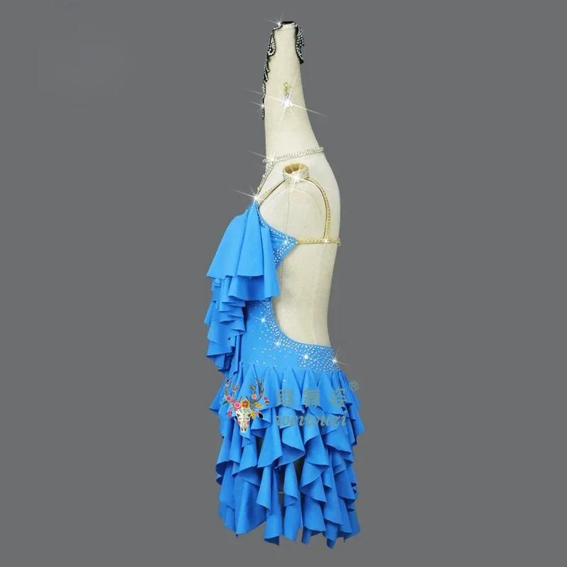 Damen Lateinamerikanisches Tanzkleid Maßgeschneidertes Wettkampfkostüm Sexy Partykleidung Übungskleidung Samba Tango Chacha Bühnenauftrittskleidung – Detail 5