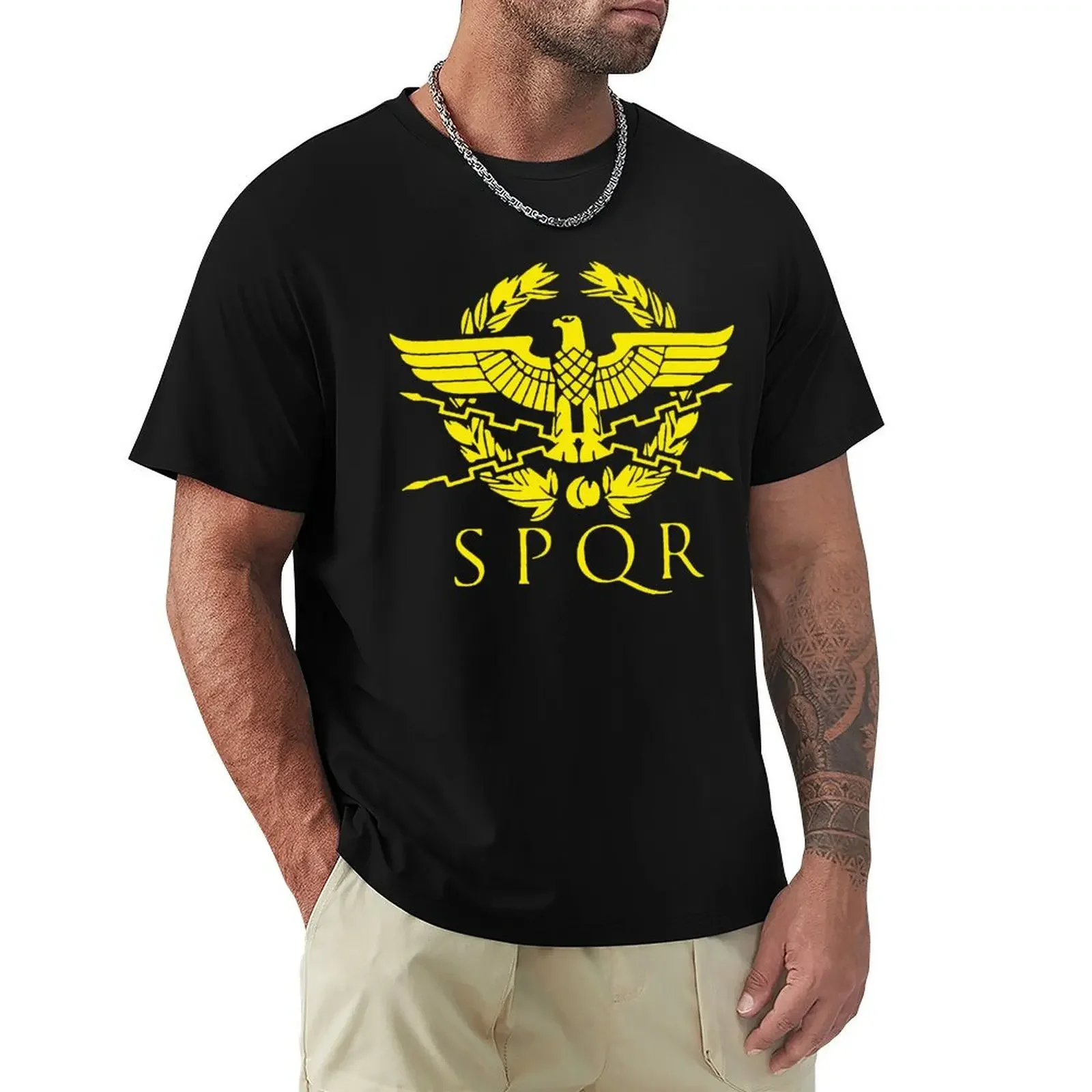 New Arrivals 2024 Vintage Spqr Eagle Rome Latin Cool Retro Red Print Men\'s Tee Shirt 100% Cotton Short Sleeve Tees