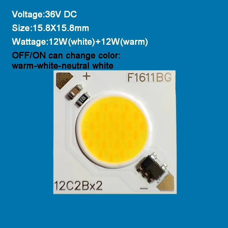 36V 12W HIGH CRI COB Tri-color LED Chip lamp Light for Spotlight Floodlight DIY