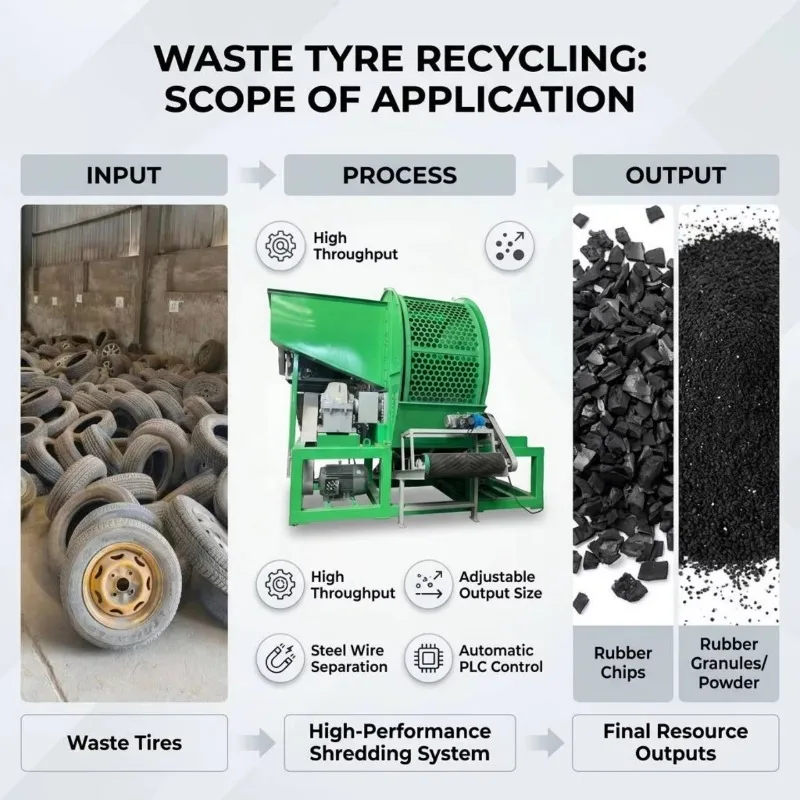 Automatic Anti-jamming Rubber Tire Shredder Twin Shaft Shredder Machine Durable For Scrap Vehicle Tire Waste Crushing Plant
