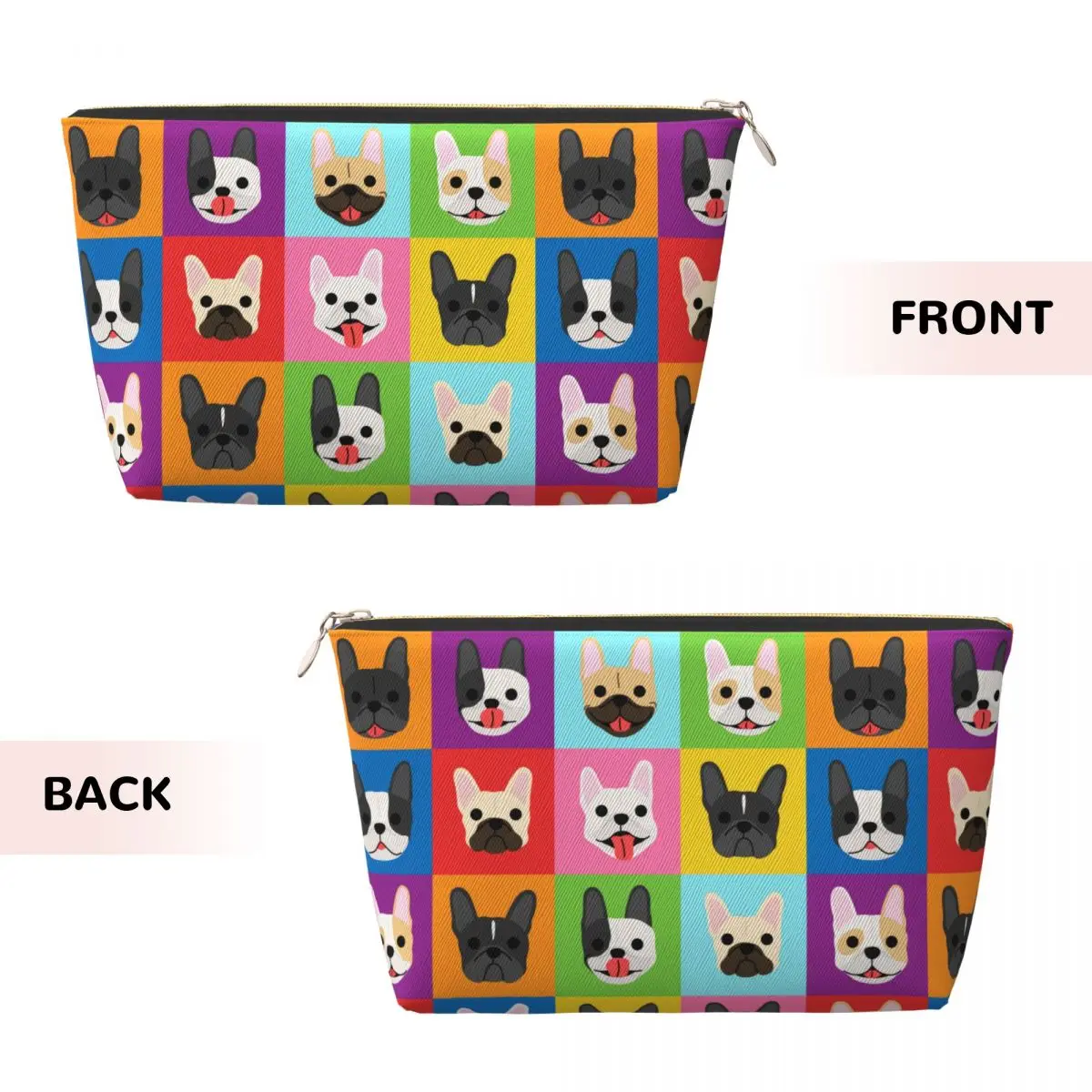 Custom Pop Art Style French Bulldog Faces Travel Cosmetic Bag Frenchies Dog Pet Gift Toiletry Makeup Organizer Beauty Storage