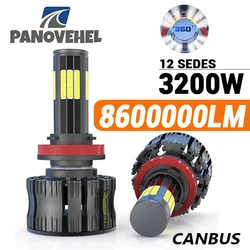 PANOVEHEL Led H7 3D 360 Canbus 12 Side LED 8200000LM 3200W Car Headlights Bulbs H11 H4 H1 HB3 9005 HB4 9006 Fog Lights Mini Lamp