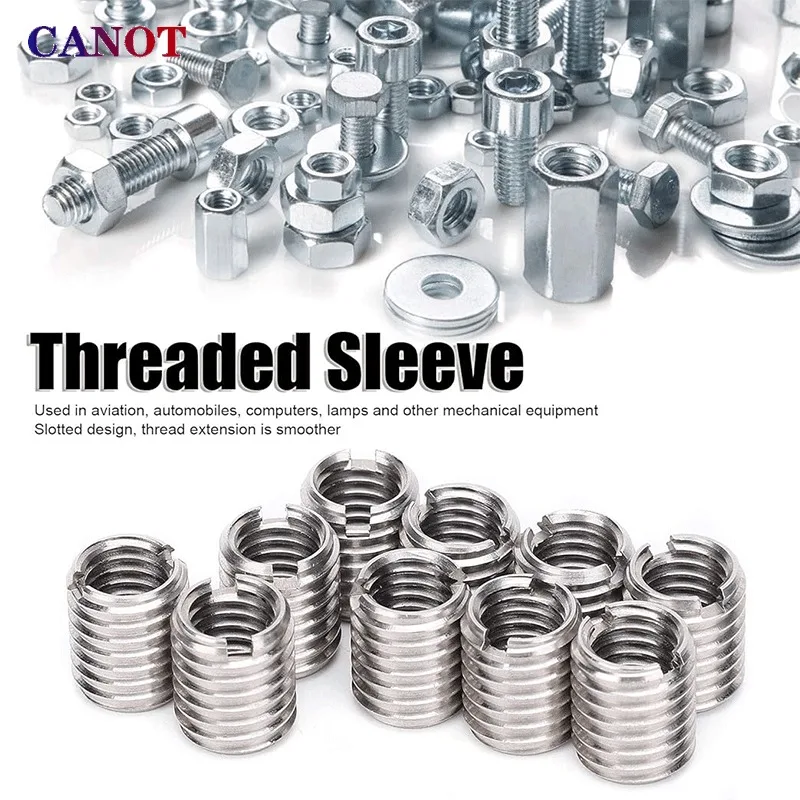 Slotted Inside Outside Thread Adapter Screw M2-12Wire 304 Stainless Steel Thread Insert Sleeve Conversion Nut Coupler Convey1244