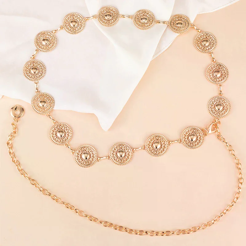 Vintage Bohemian Adjustable Waistband Belt, Long Openwork Waist Chain for Women Girls