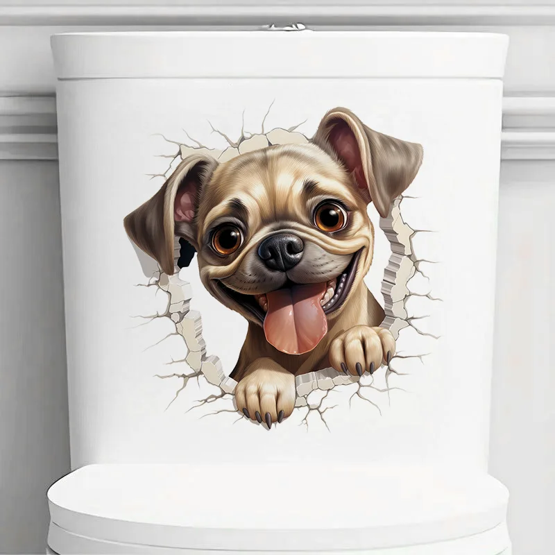 

90928# Cute Pug Puppy Stickers Decoration for Living Room, Wall, Bedroom, Toilet and Home Decor Car Decals Self-Adhesive