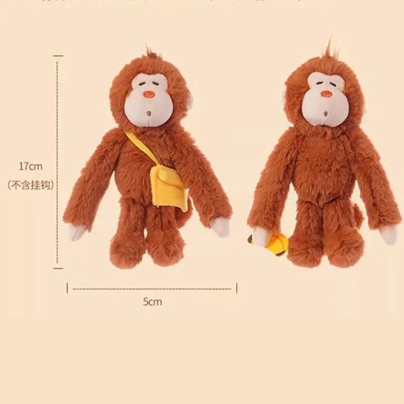 Série Miniso-Malou Brinquedos de pelúcia para meninas, pingente de macaco de mão longa, mini sacola de banana, personalidade divertida, presentes de aniversário surpresa