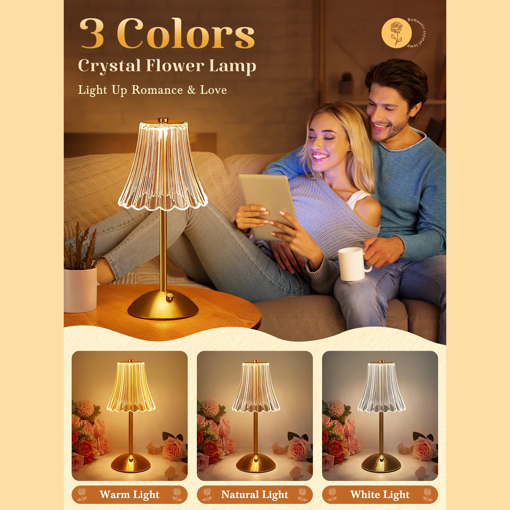 4/2/1Pcs LED Rechargeable Table Lamps Restaurant Decor Light Touch Dimming Desk Lamp Portable Cordless Night Light Bedside Lamp
