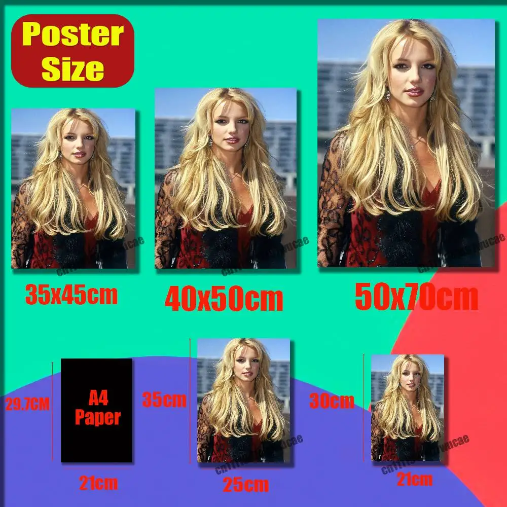 For Singer B-Britney Spears Poster Wall Murals Paper Offices Custom Self-adhesive Decoration Sticker Playbill Cover