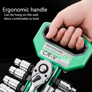 Ratchet Socket Wrench Set with quick release, reversible sockets, mechanical tool kit, fist and extension, 1/4 6 Main Sales Key Return Reversible - №5
