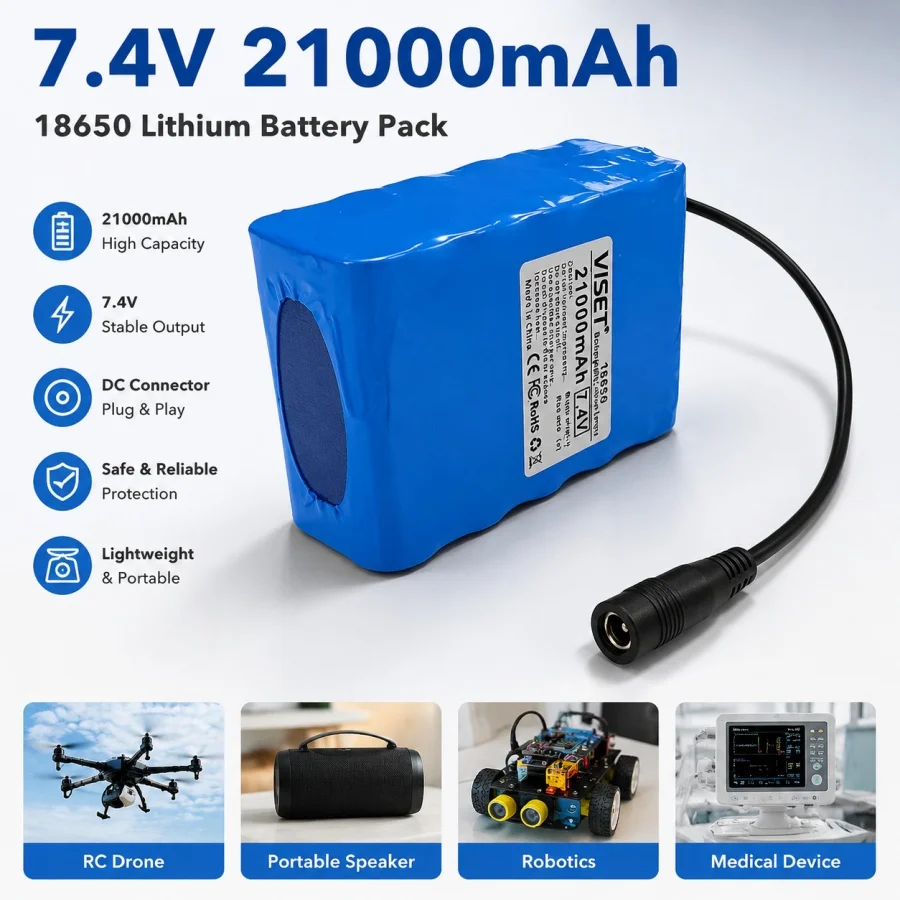 

VISET 18650 7.4V 21000mAh Battery For T188 T888 2011-5 V007 C18 H18 Remote Control RC Fishing Bait Boat Spare Battery Parts