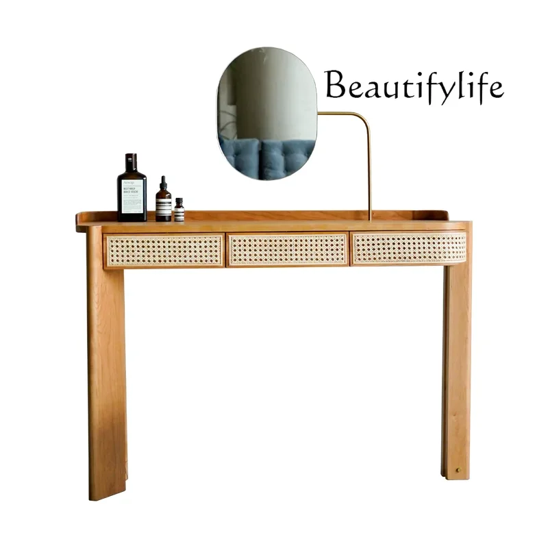 

Time View Dresser Black Walnut Cherrywood Solid Wood Rattan Nordic Modern Minimalist Makeup Table