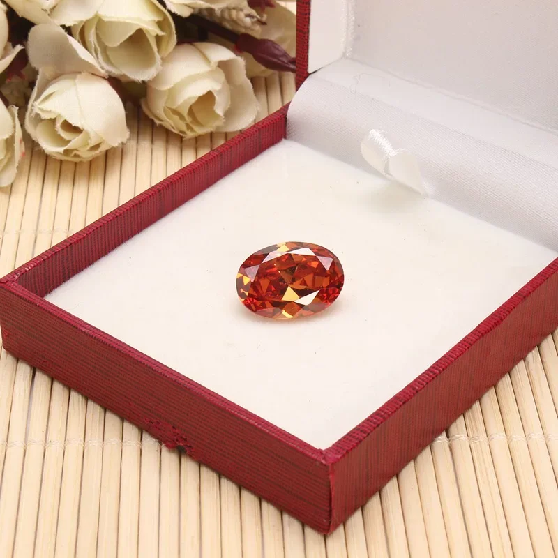 เพชรแซฟไฟร์แชมเปญอุ่น18.38CT ขนาด13x18มม. เครื่องประดับเพชรรูปวงรีทรงหลวมอัญมณีตกแต่งงานแต่งงานงานฝีมือ