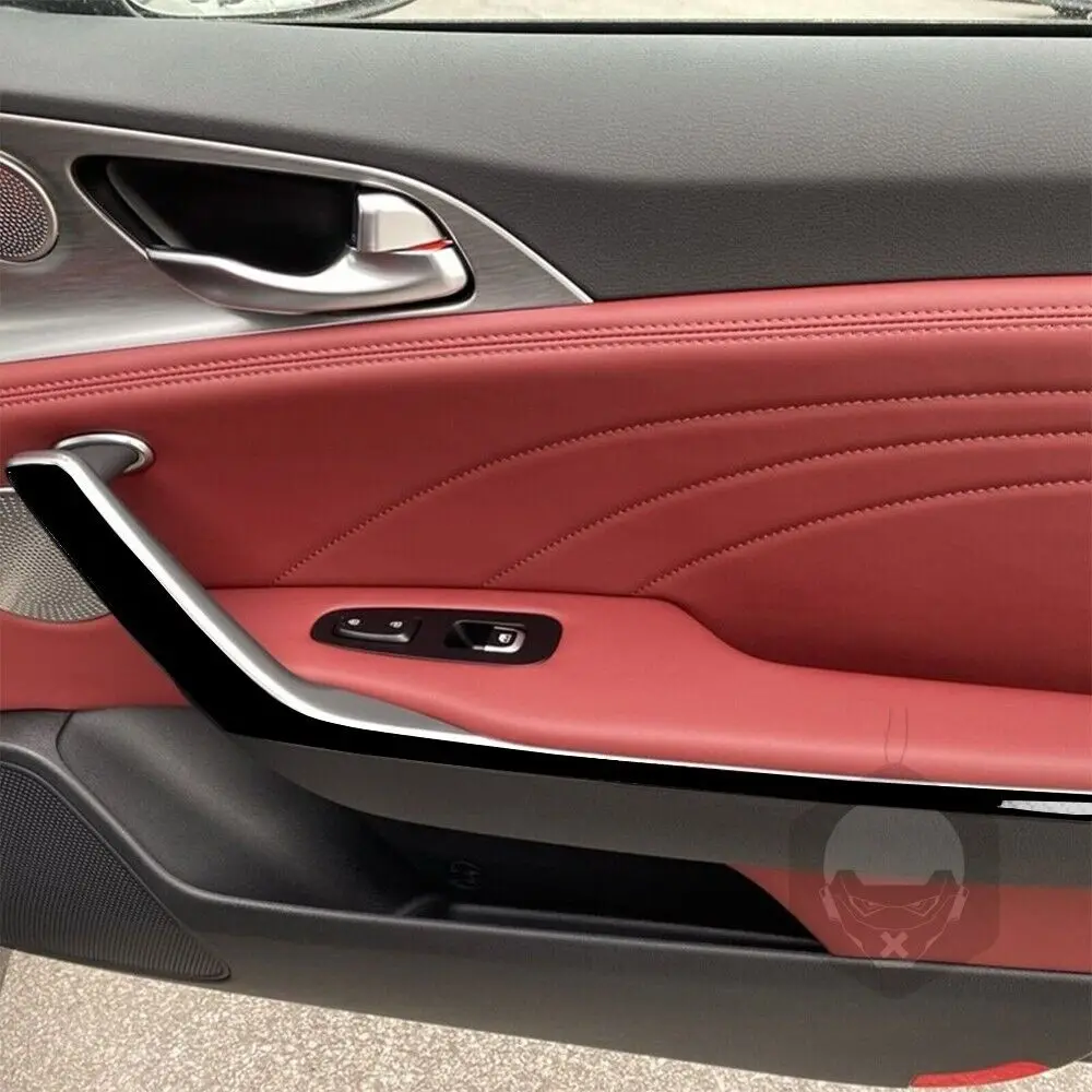 For Kia Stinger 2019-2023 Piano Black Door Inner Handle Panel Decorative Cover Interior Decoration Car Accessories Sticker