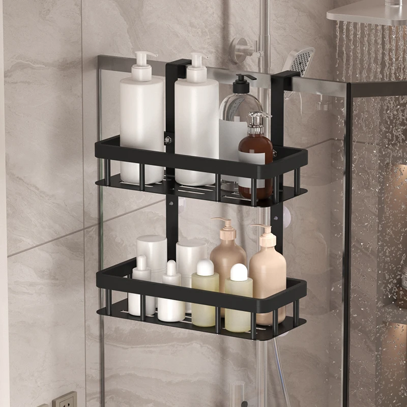 bathroom wall mounted storage rack, door mounted rack, shower gel rack, shower supplies storage rack