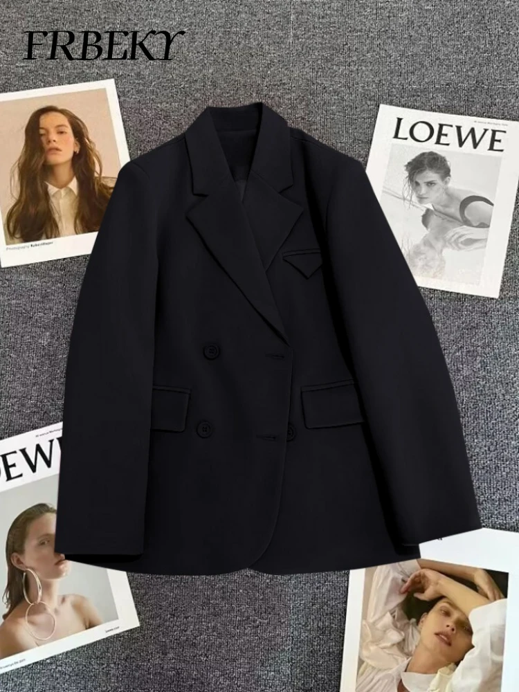 سترة نسائية صغيرة بصفين الصدر ، موضة كورية ، بدلة ترفيهية ، سترة أحادية اللون ، ملابس ، ربيع ، خريف ، جديد