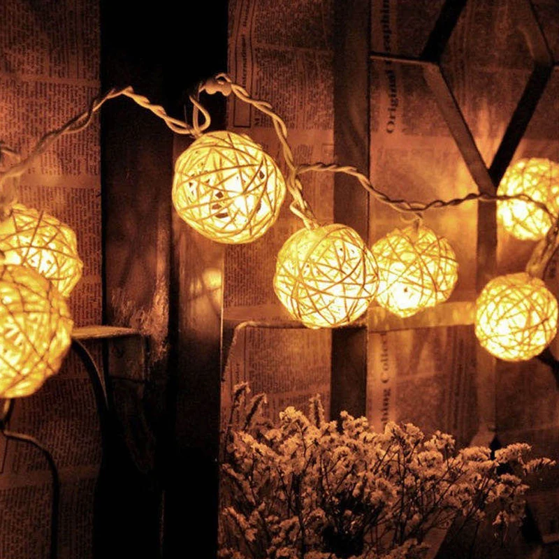 DC5V USB Rattan ball LED String battery box Color lights Room courtyard atmosphere layout Christmas holiday decoration
